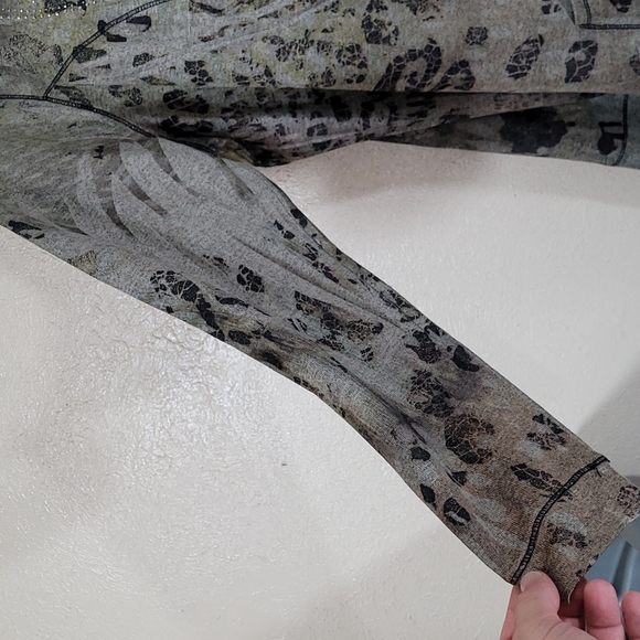 One World 1X hoodie full zip green and brown sweatshirt rivets XL - Picture 6 of 9